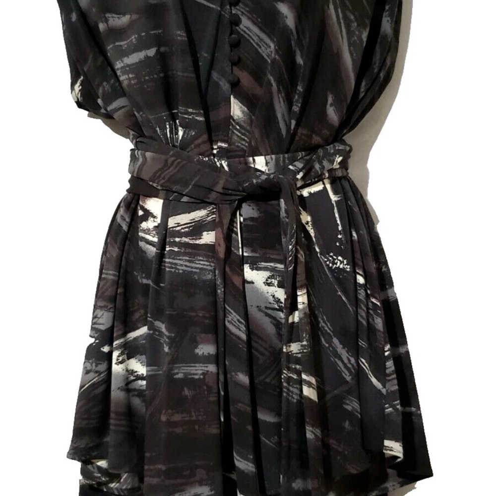 BCBGMAXAZRIA Retro Early 00’s Black Marble Print Sleeveless Tunic Size Small - Picture 3 of 14